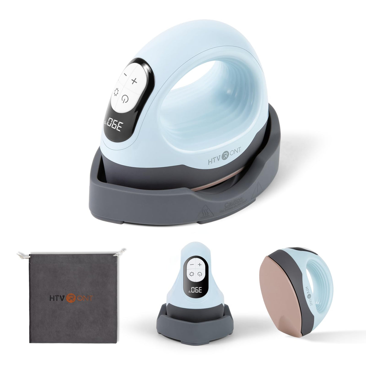 HTVRONT Mini Heat Press - 3 in 1 Heat Press Machine for T-Shirts Mugs Hats with Customized Temp & Time, Larger Curved Flat Heat Plate, Mini Iron Digital Display Memory Function Insulated Base HTVRONT