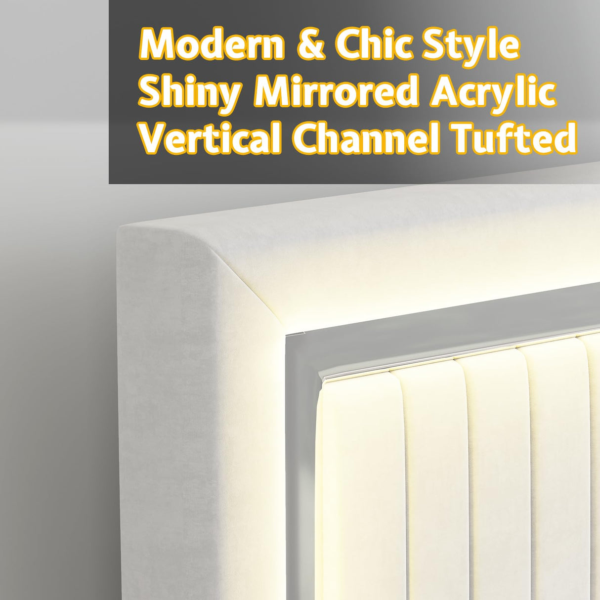 Jocisland Upholstered Platform King Size LED Bed Frame with 4 Storage Drawers, Adjustable Headboard, White Jocisland