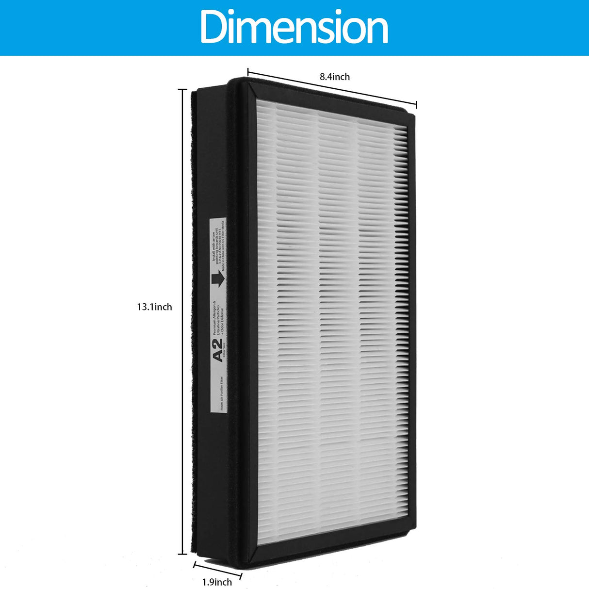 A2 Size H13 True HEPA Replacement Filter, Compatible with Filtrete Room Air Purifier Devices FAP-C02-A2, FAP-C03-A2, FAP-T03-A2, Part # 1150101, 2 HEPA + 2 Carbon pre-filters, 2 Pack WOCASE