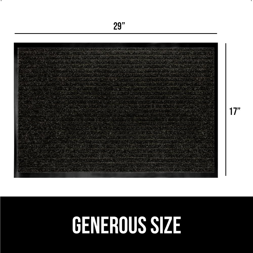 Gorilla Grip Waterproof Heavy Duty Traffic Guard Doormat, Stain and Fade Resistant, Durable Rubber, Low Profile Door Mat, Shoe Scraper, Welcome Mats for Entry, 29x17, Jet Black Gorilla Grip