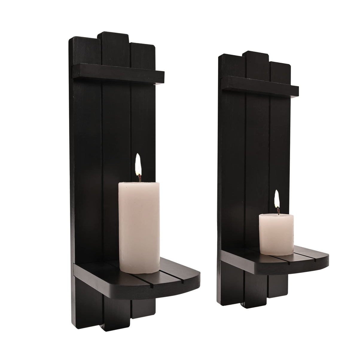 Yorkmills Sconces Wall Decor Set of 2, Wall Candle Holder Rustic Home Decor, Farmhouse Wall Art Floating Candle Sconces Shelf Black Wall Decorations for Living Room, Dining Room, Bedroom, Bathroom Yorkmills