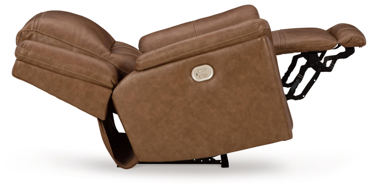 Signature Design by Ashley Trasimeno Contemporary Leather Match Wall Hugger Power Recliner with Adjustable Headrest and USB Ports, Light Brown Signature Design by Ashley
