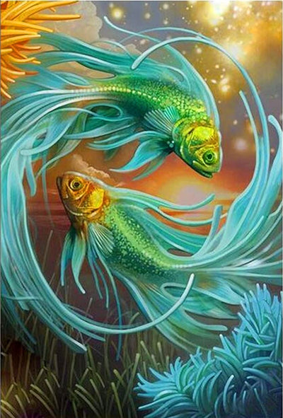 MMAHD 5D DIY Diamond Art Painting Kits for Adults Full,Fish Full Drill Embroidery Paintings Rhinestone Pasted DIY Painting Cross Stitch Arts Crafts for Home Wall Decor 15.8×19.8Inches.