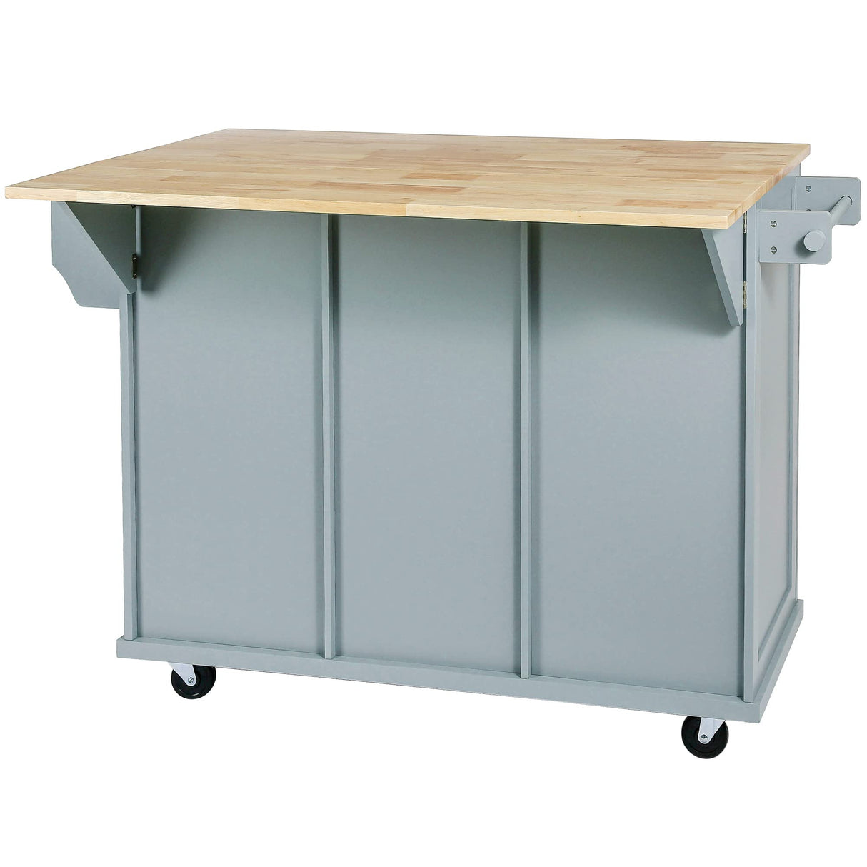 LUMISOL Kitchen Island with Drop Leaf, Wood kitchen island on Wheel with Internal Storage Racks (Gray Blue,53.1" D) LUMISOL