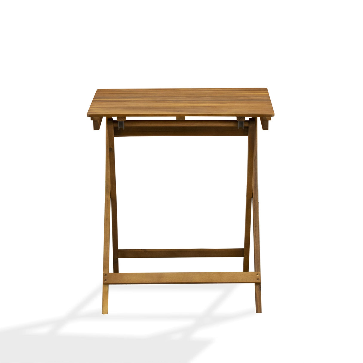 East West Furniture Selma 3 Piece Patio Bistro Outdoor Set Contains a Square Acacia Wood Coffee Table and 2 Folding Arm Chairs, 26x26 Inch, Natural Oil East West Furniture