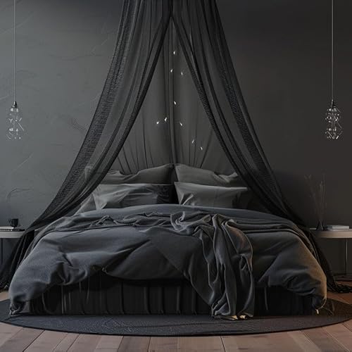 Mosquito Net Bed Canopy for Girls,King Canopy Bed Curtains Full Queen Size from Ceiling,Dome Mosquito Netting Bed Tent Twin Girls Princess Canopy Bed Black Decor for Baby Crib,Kid Bed and Adult Beds