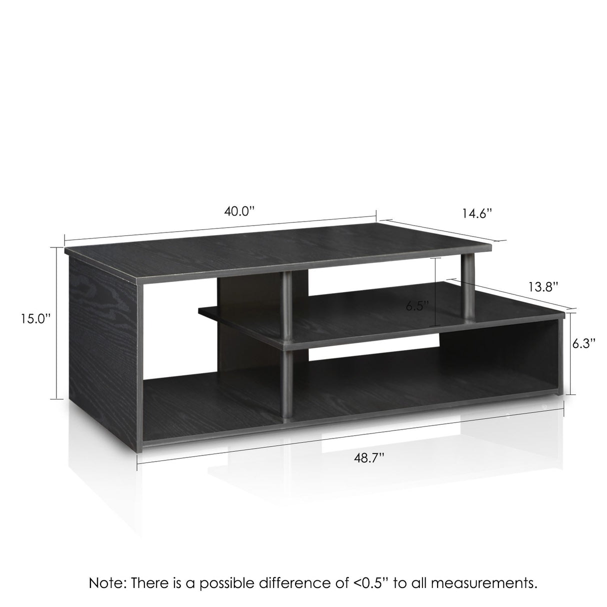 Furinno Econ Low Rise TV Stand, Black/Black Furinno