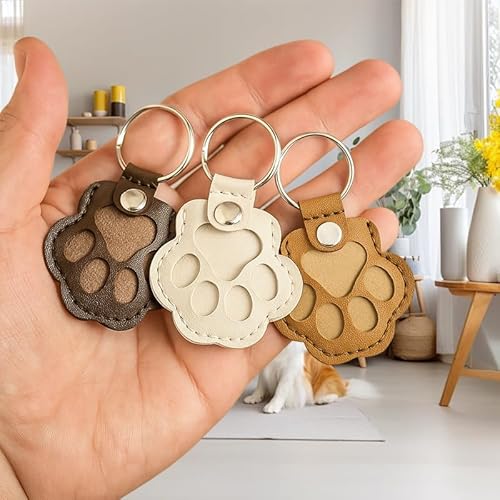 3 Pcs Pet Paw Shaped Leather Keychain, Pet Hair Keychain, Pet Memorial Gift Keyring, Handmade Key Holder For Collecting Cat And Dog Hair