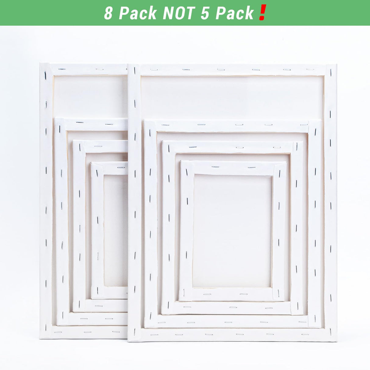 Stretched Canvas, 6x8, 8x10, 10x12, 12x16, 8 Set Artist Canvase Frame Board Panels, 100% Cotton Blank Canvase Oil Acrylic Watercolor Pouring Paint, Acid-Free for Kids & Artists Villanelle