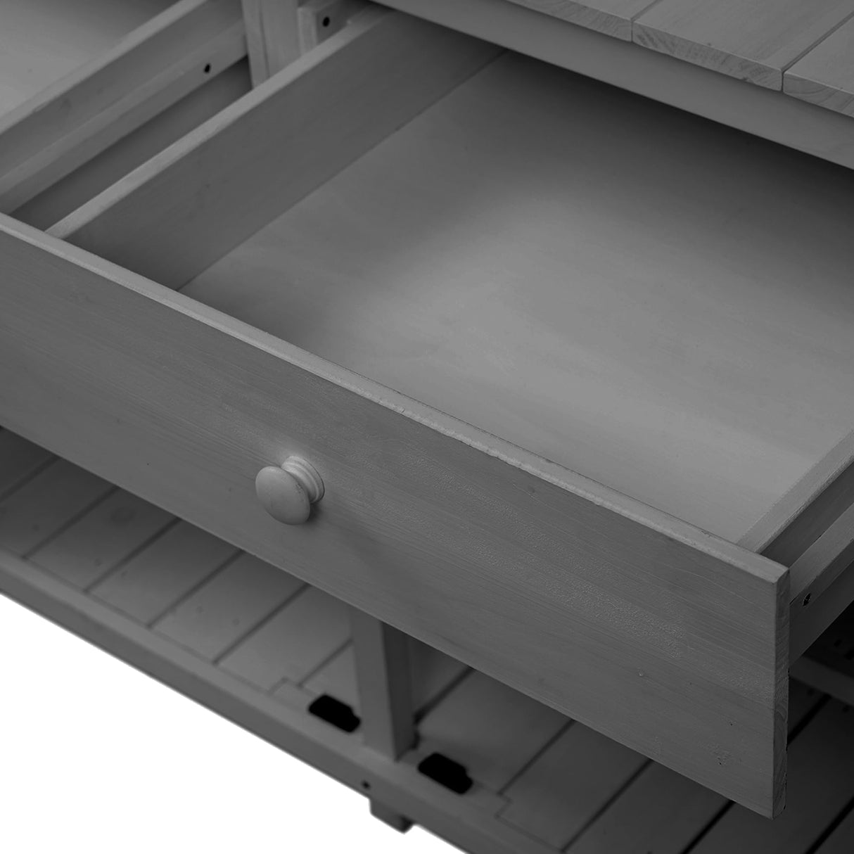 KUIKUI Potting Table, Gardening Table, Potting Benchs for Outside, Fir Wood Workstation with Storage Shelf, Drawer and Cabinet, 47.2''Lx22.8''Wx65''H, Gray KUIKUI