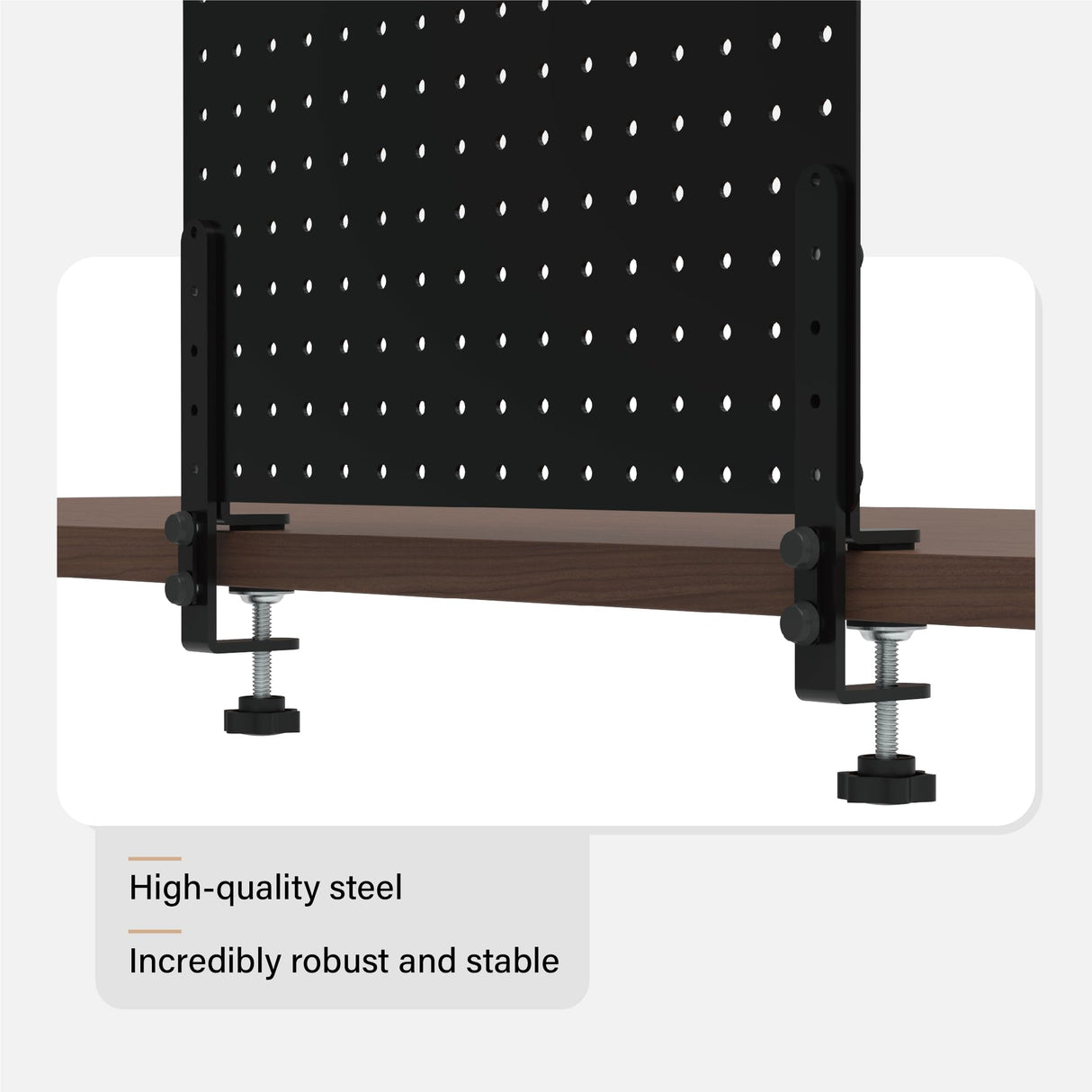 HUHOLE 32 x 12 inch Clamp On Desk Pegboard, Black Metal Desktop Organizer, Desk Accessories for Gaming & Office, Versatile Clamp-On Pegboard for Organization and Storage HUHOLE