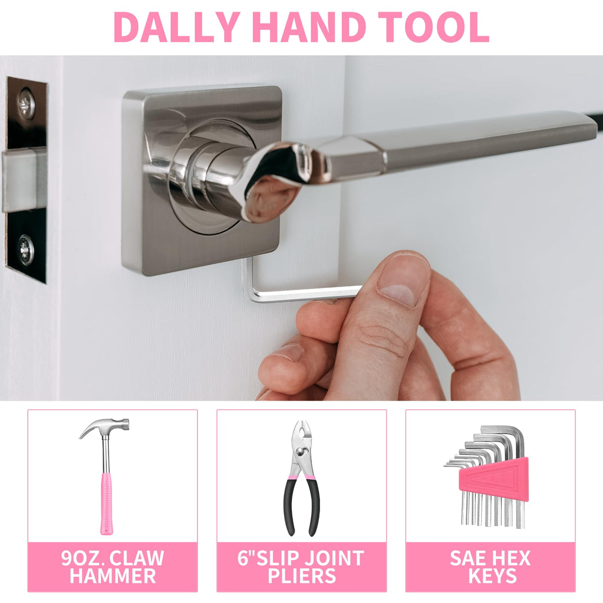 39 Piece All Purpose Basic Household Pink Tool Kit for Women - Small Tool Set with Toolbox Great for Home, Garage, Office and College Dormitory Use HANGYING