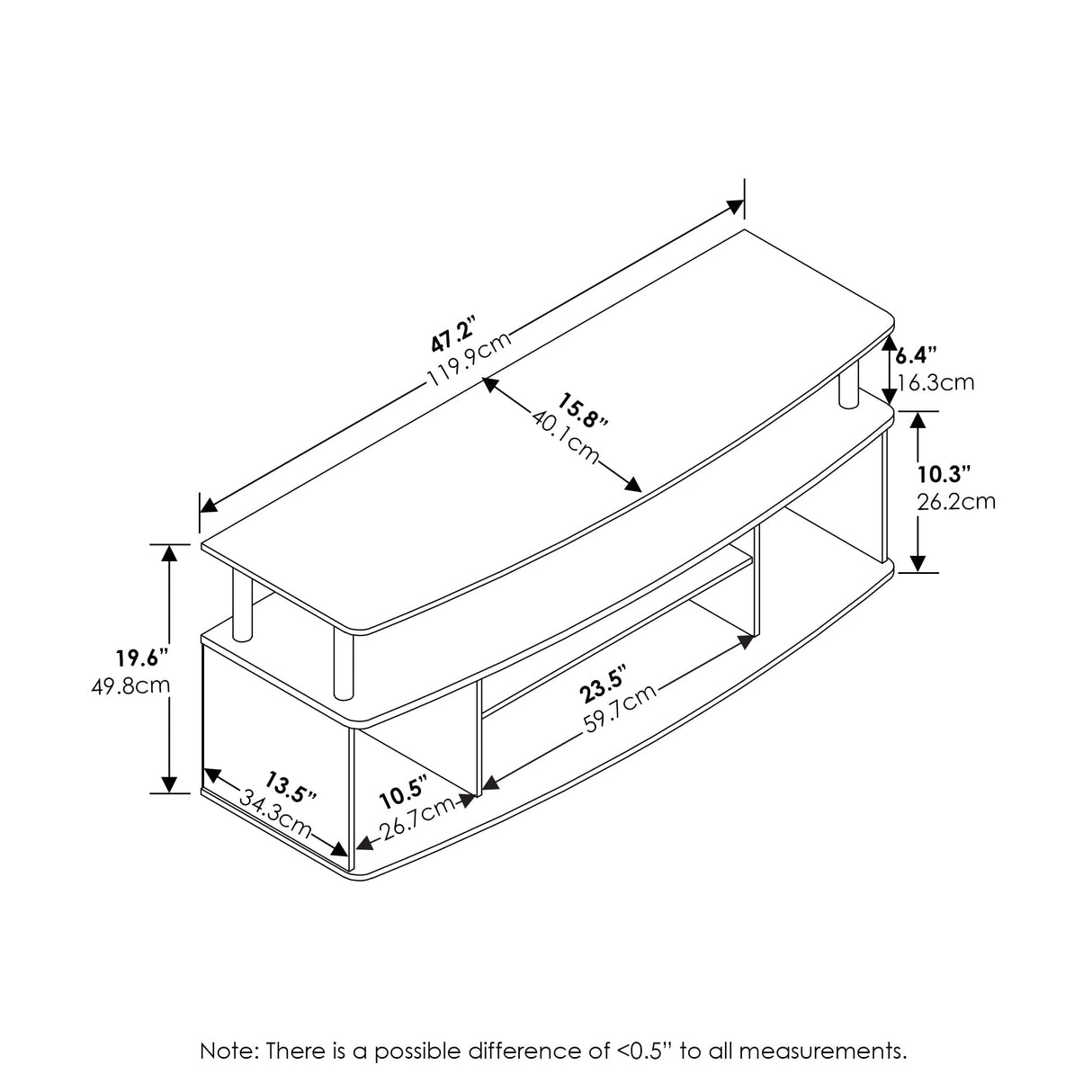 Furinno Jaya Large Entertainment Center Stand Unit/TV for up to 55 inch, Amber Pine/Black Furinno