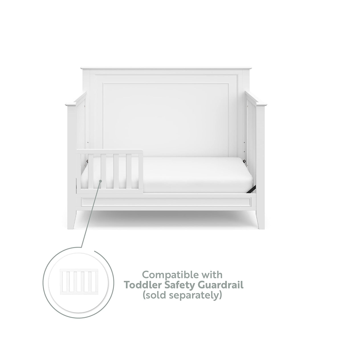 Storkcraft Solstice 5-In-1 Convertible Crib (White) – GREENGUARD Gold Certified, Converts to Toddler Bed and Full-Size Bed, Fits Standard Full-Size Crib Mattress, Adjustable Mattress Support Base storkcraft