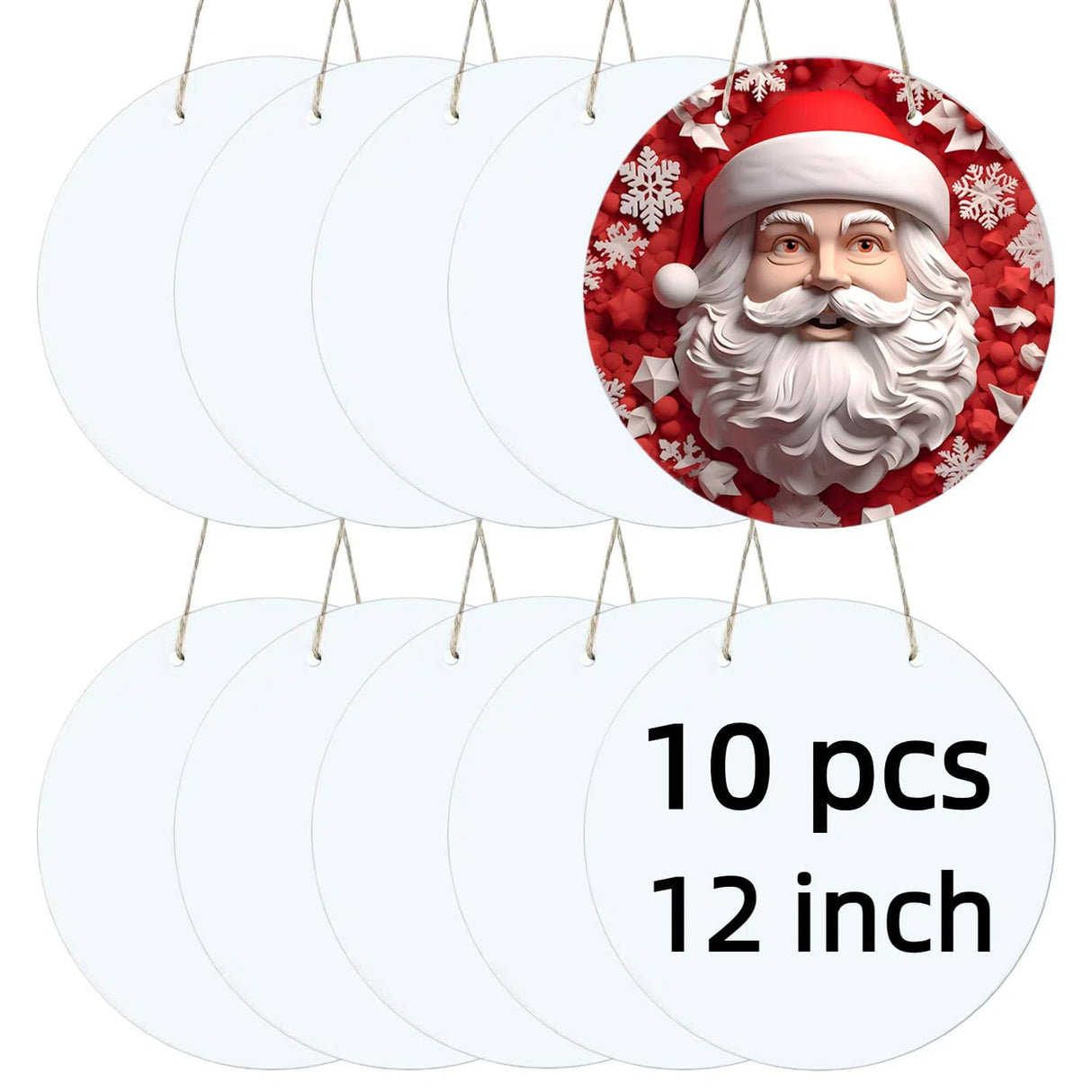 12 Inch Metal Sublimation Ornament Blanks, Unfinished Round Aluminum Sign Blank, Sublimation Door Hanger Blanks, DIY Decorative Door Hanger, Sublimation Metal Sign Blanks for Yard, Garden (10 pcs) Sevilinlu