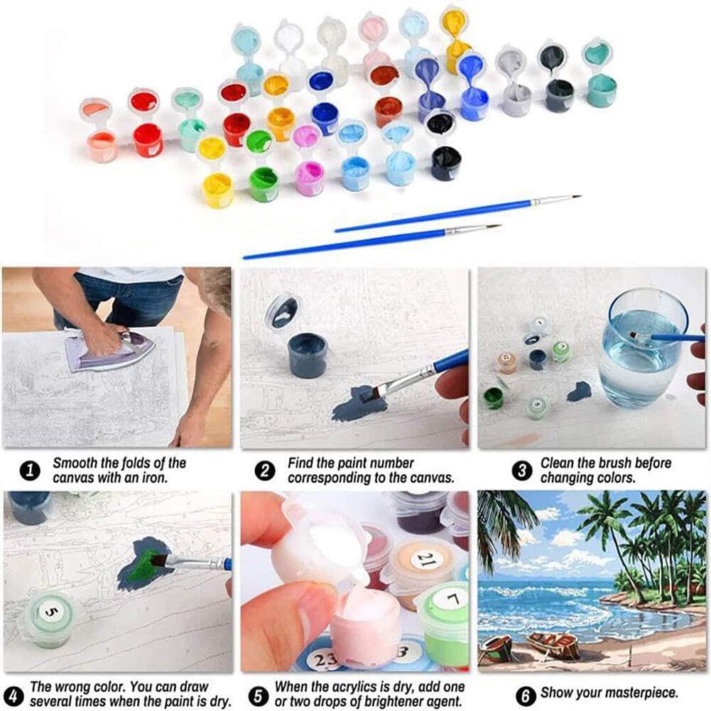 2 Packs Framed Flower Paint by Numbers Kit for Adults, Easy Acrylic Paint by Numbers on Canvas with Paints and Brushes, Small Flowers Arts and Crafts Kits for Home Wall Decor(8 * 8inch) Clendo