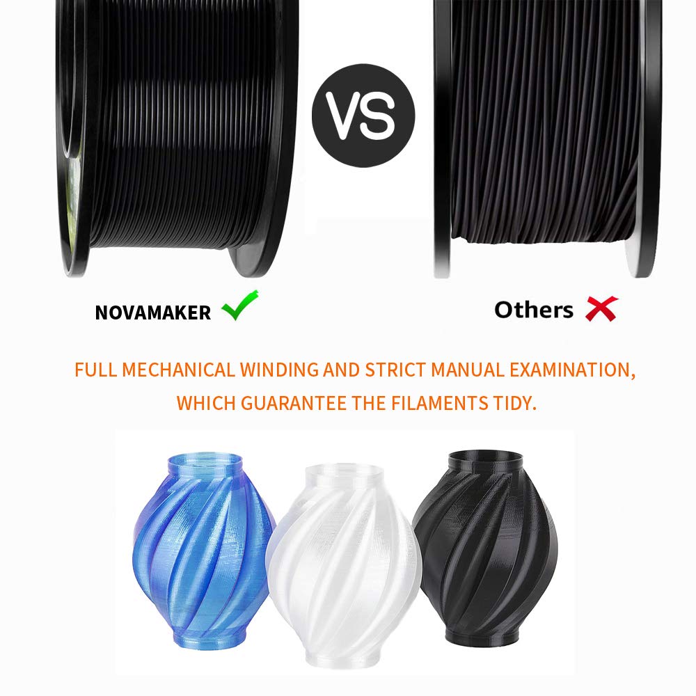 NOVAMAKER PETG Black Filament 1.75mm,Toughness Enhanced petg Vacuum Sealed,Accuracy +/- 0.02mm, 1kg(2.2lbs) Spool, 3D Filament petg NovaMaker