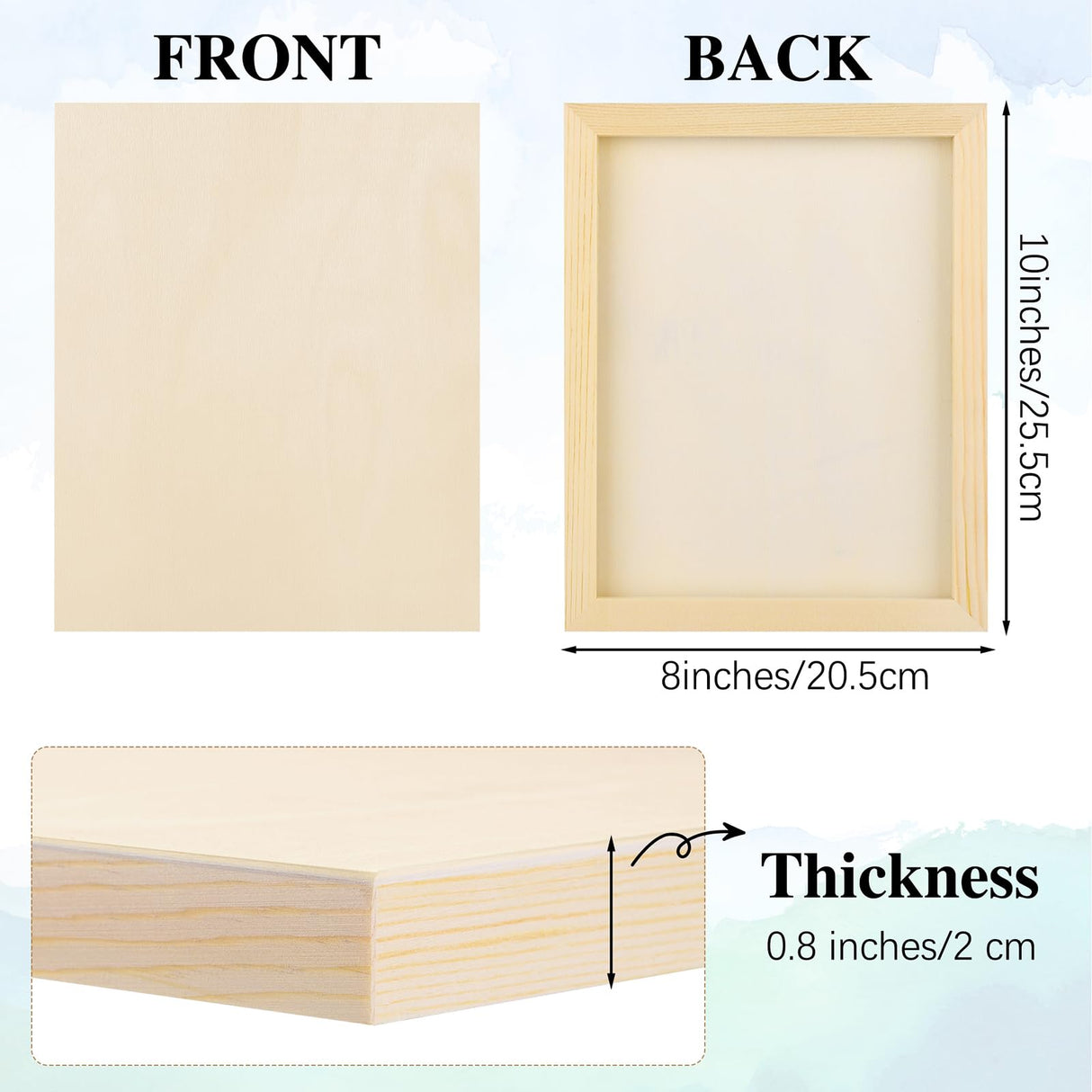 Aodaer 8 Pack Wood Panels 8 x 10 Inch Wooden Panels Canvas Unfinished Craft Wood Boards Panels for Art Crafts Acrylic and Oil Painting Pouring DIY Projects Aodaer