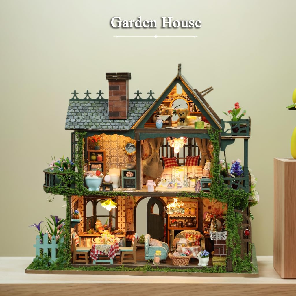 RHZN Miniature House Kit, Dollhouse Kit, Miniature Kit, DIY Mini House Building Kit for Adult Teen, Botanical House RHZN