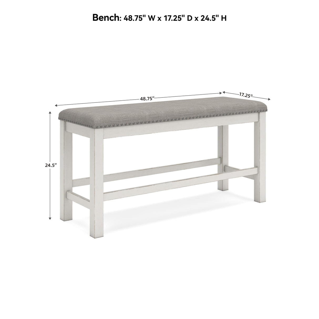 Signature Design by Ashley Robbinsdale 49" Counter Height Dining Bench, Antique White Signature Design by Ashley