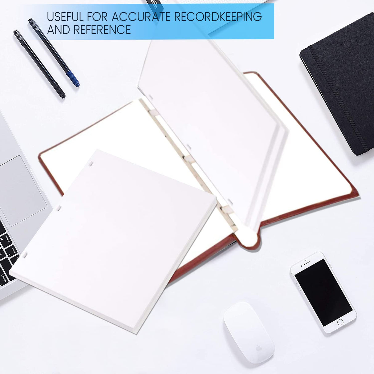 Performore 11 X 8.5 Inch Letter Size Minute Book Paper, 3 Hole Punched White Loose Leaf Minute Book Ledger Sheets, 200 Ledger Sheets for Record Keeping Performore