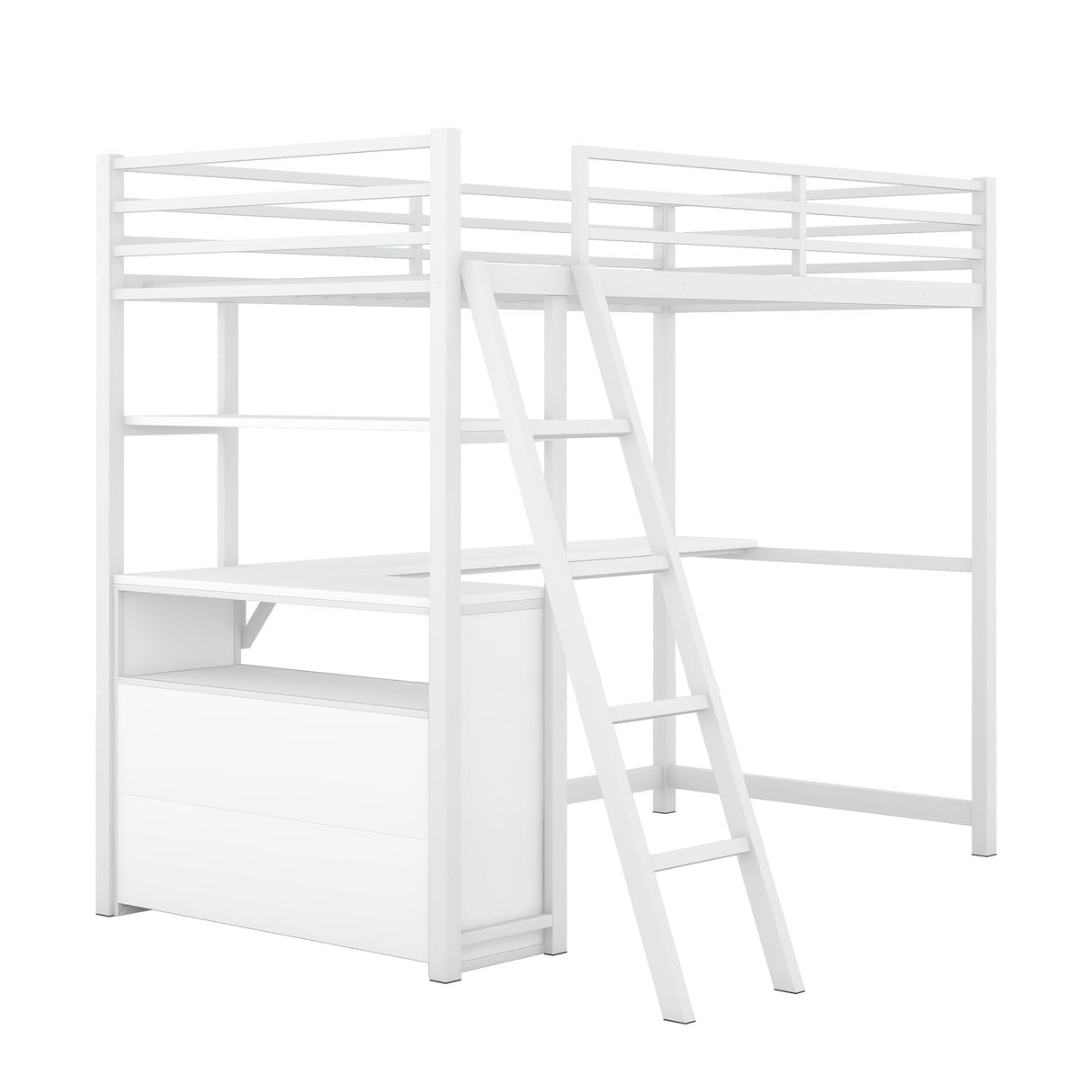 Bellemave Twin Loft Bed with Desk and Storage Drawers in White, Perfect for Kids and Teens Bellemave