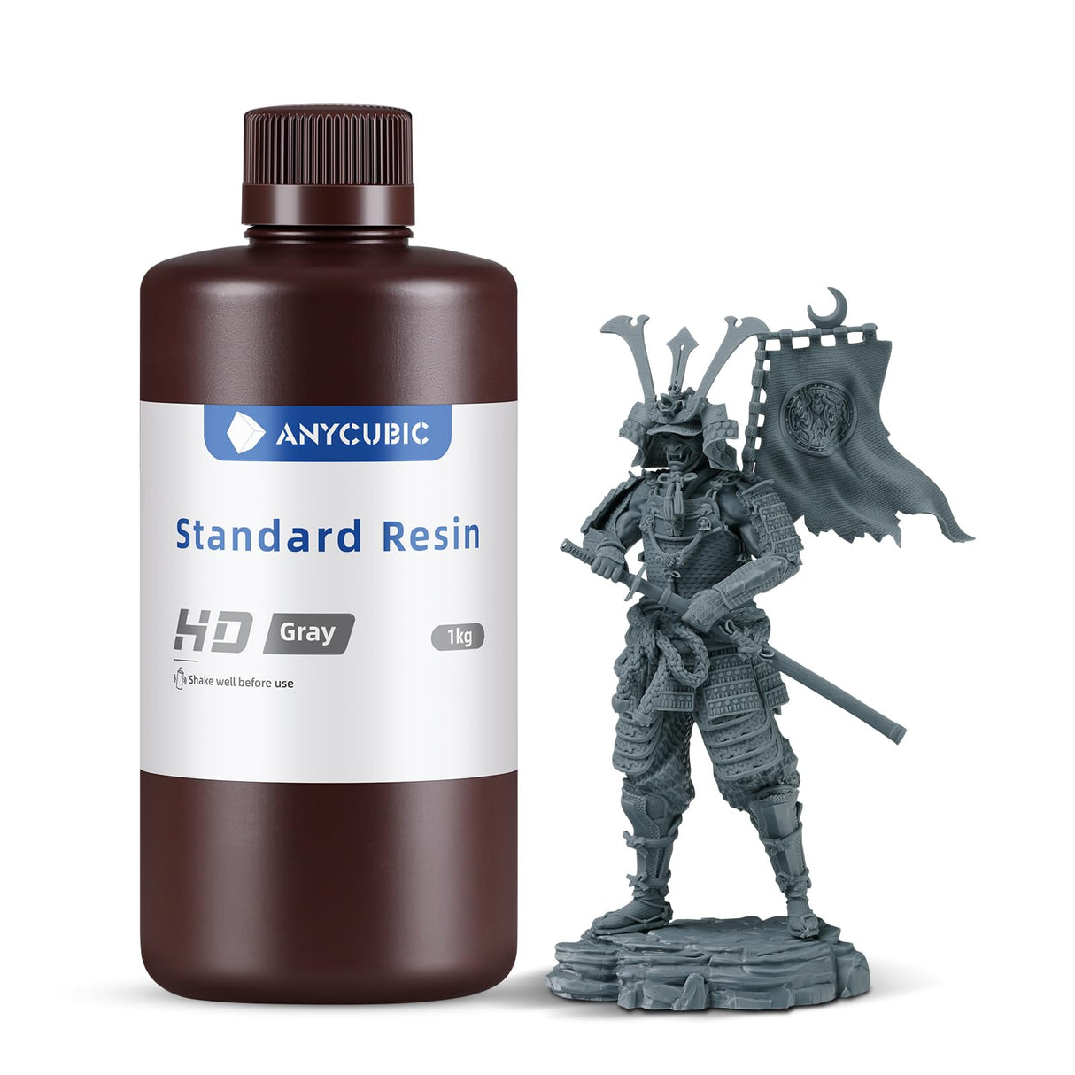 ANYCUBIC Wash and Cure 3 Station and Upgraded 8K 3D Printer Resin (HD Grey, 1KG) ANYCUBIC