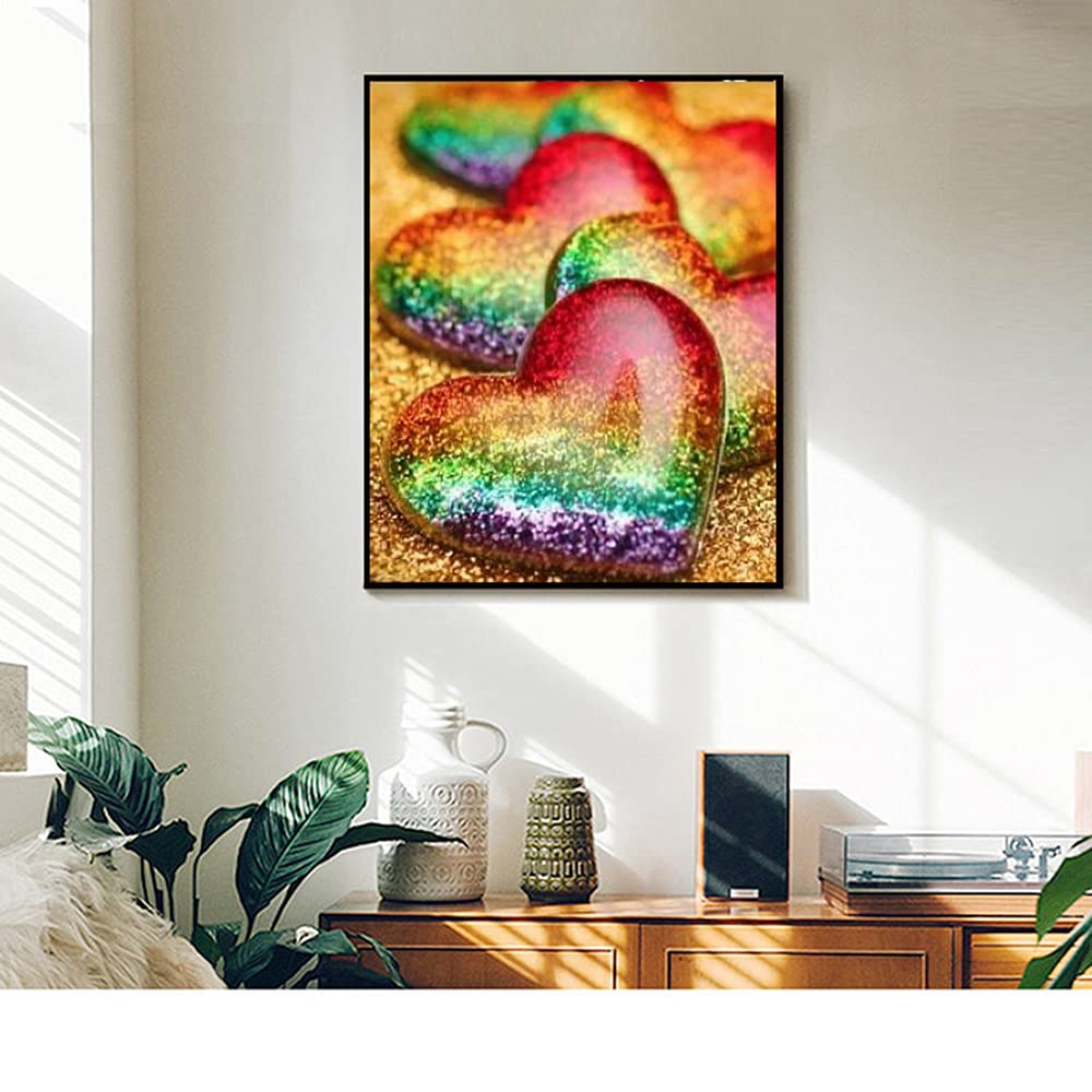 SaxSauly DIY 5D Diamond Painting Heart Stone by Numbers Kits for Adult and Kids,Round Full Drill Crystal Rhinestone Embroidery Cross Stitch Arts Craft Canvas for Home Wall Decor.(12X16in/30X40cm) SaxSauly