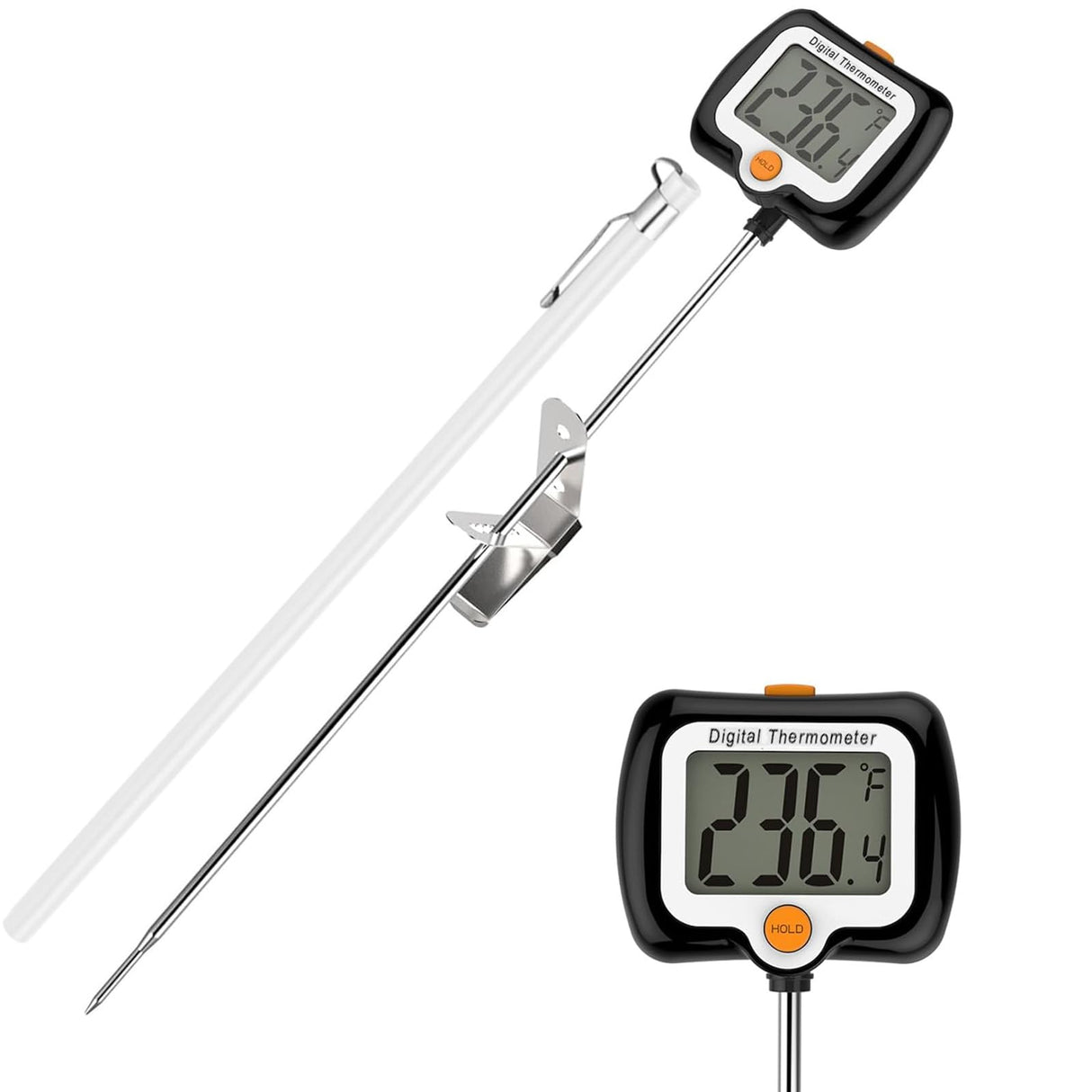 10 Inch Long Digital Candy Thermometer with Pot Clip,Deep Fry Thermometer,Rotating Display, Best Instant Read Food Meat Thermometer for Candy Making or Deep Frying efengcook