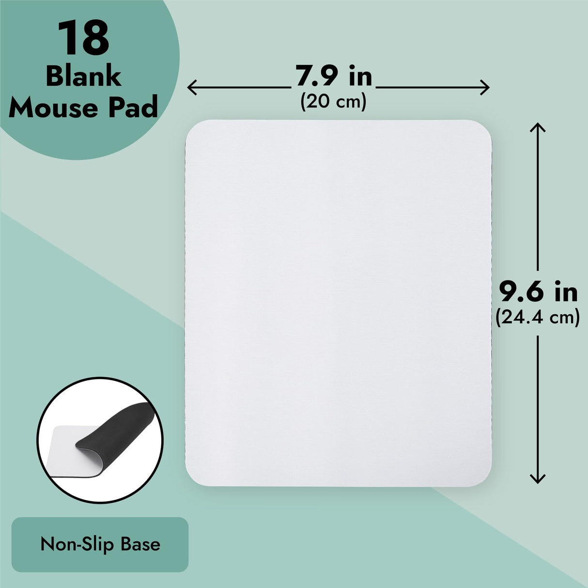 Bright Creations 18 Pack Sublimation Mouse Pad Blanks, White Rectangular Mousepad for Heat Transfer, Press Printing Crafts, Photos, 24.4x20 cm (Non-Slip Rubber Base) Bright Creations