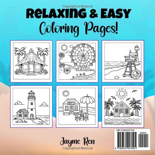 Beach Town Bold & Easy Coloring Book (Bold & Easy Coloring Books) WoodArtSupply