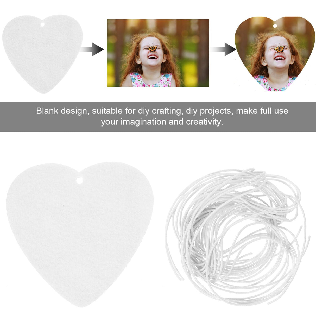 STOBOK Sublimation Blanks - Heart Shaped Blanks Sheets Car Scented Hanging Card Diy Air with 5 Elastic Rope for Car Home Decoration STOBOK