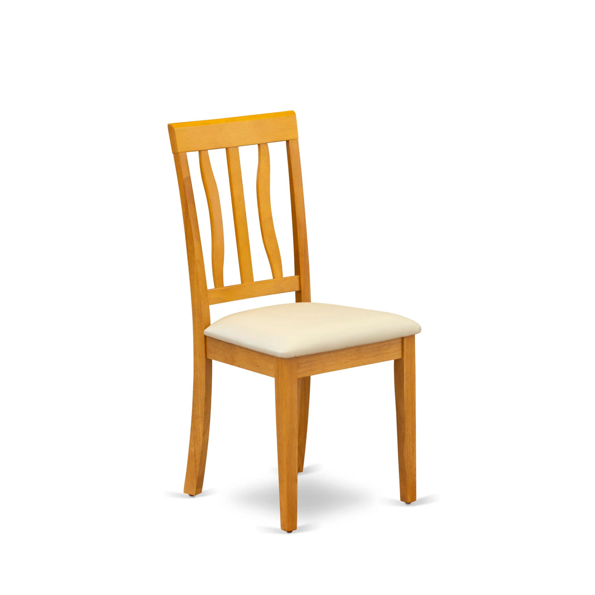 East West Furniture Antique Kitchen Dining Faux Leather Upholstered Wooden Chairs, Set of 2, Oak East West Furniture