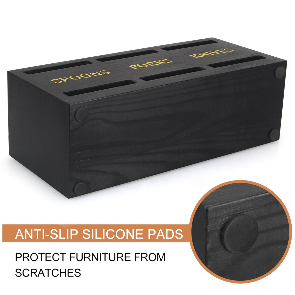 Ayiaren Wooden Cutlery Silverware Holder Flatware Utensil Caddy Black Utensil Holder for Kitchen Counter Wood Silverware Caddy Organizer for Table Countertop Spoon Knife and Fork Holder for Parties Ayiaren