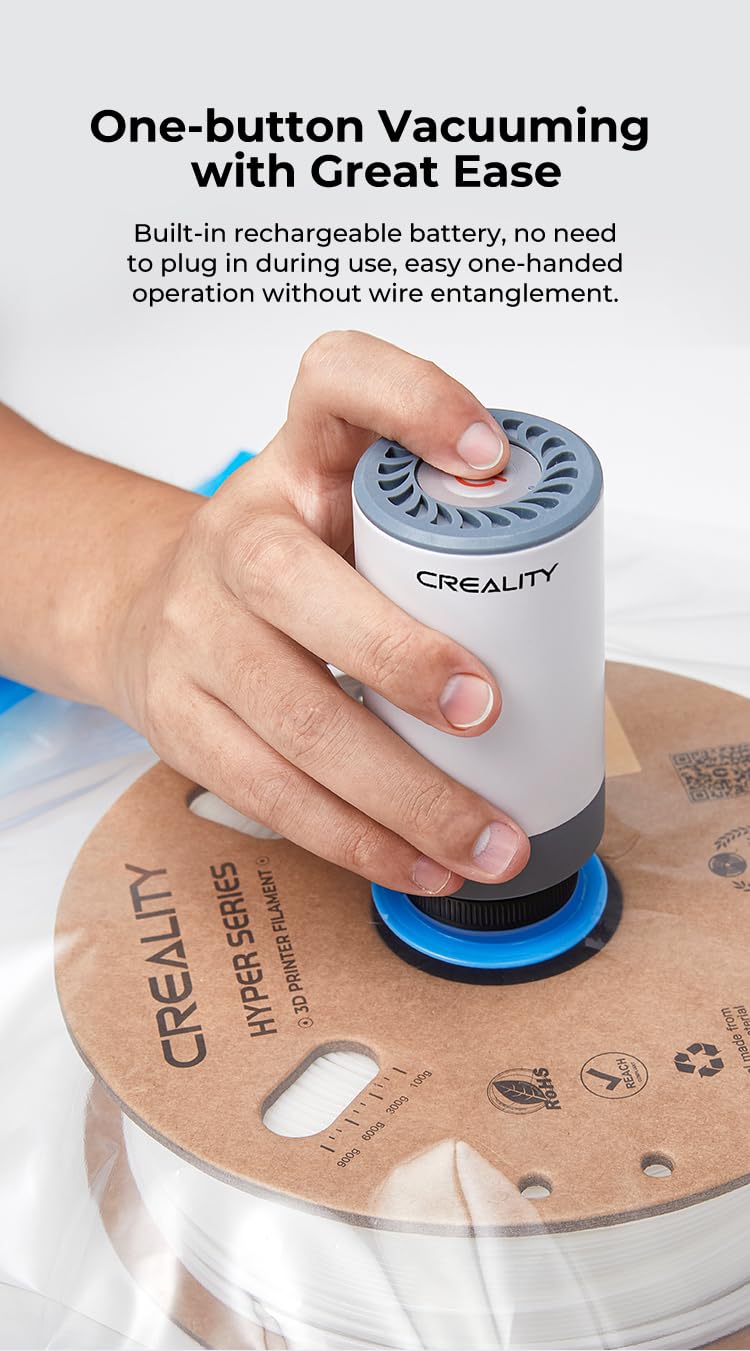 Creality Upgraded 3D Printer Filament Storage Bag Kit Prevent and Monitor Moisture PLA Storage Dry Bags (8 x Vacuum Sealed Bags,1 x Electric Vacuum Pump, 8 x Desiccant), 40x40cm Lokkr