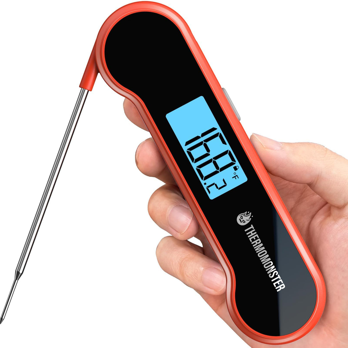 0.5 Sec Instant Read Meat Thermometer Digital with ±0.5℉ Precision, Food Thermometer for Cooking Kitchen Gadgets, Oven Grill Candy BBQ Essentials Accessories, Gifts for Him Dad Men Birthday, Red ThermoMonster