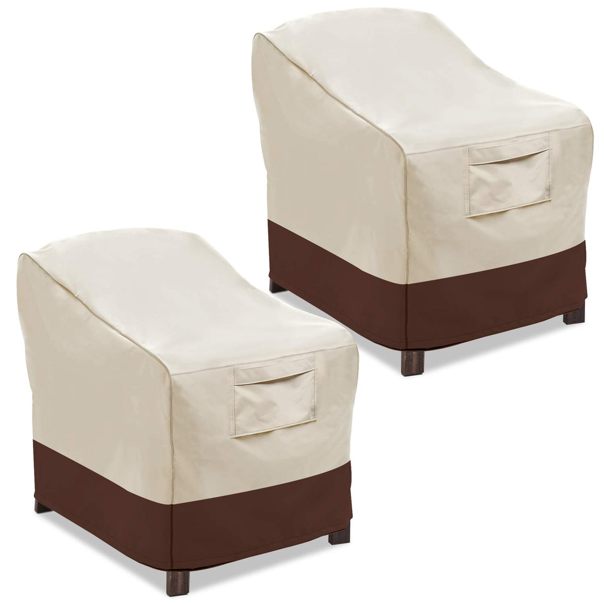 Vailge Patio Chair Covers, Lounge Deep Seat Cover, Heavy Duty and Waterproof Outdoor Lawn Patio Furniture Covers (2 Pack - Large, Beige & Brown) Vailge