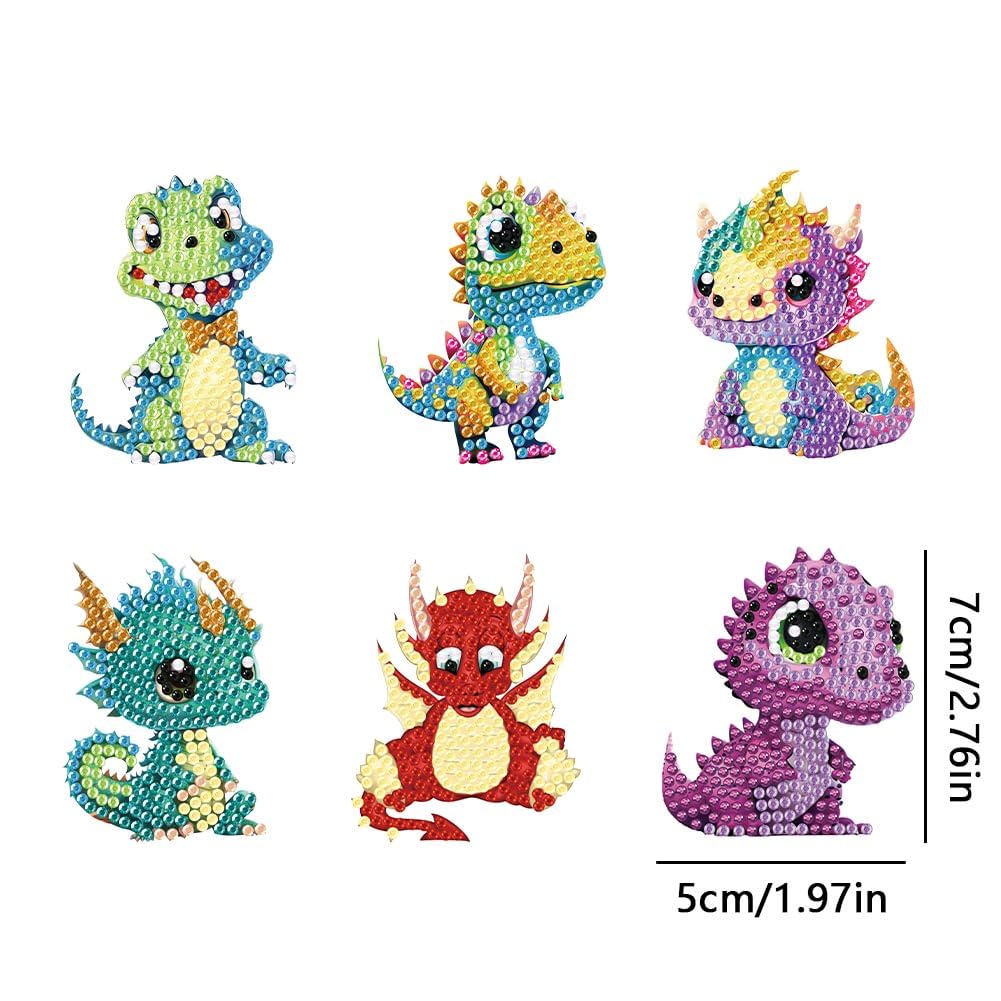 JBTM24 Diamond Painting Keychains Kits, Double Sided Diamond Art Keyrings for Adults, DIY Art Key Rings Ornaments Kits (Dinosaur) JBTM24