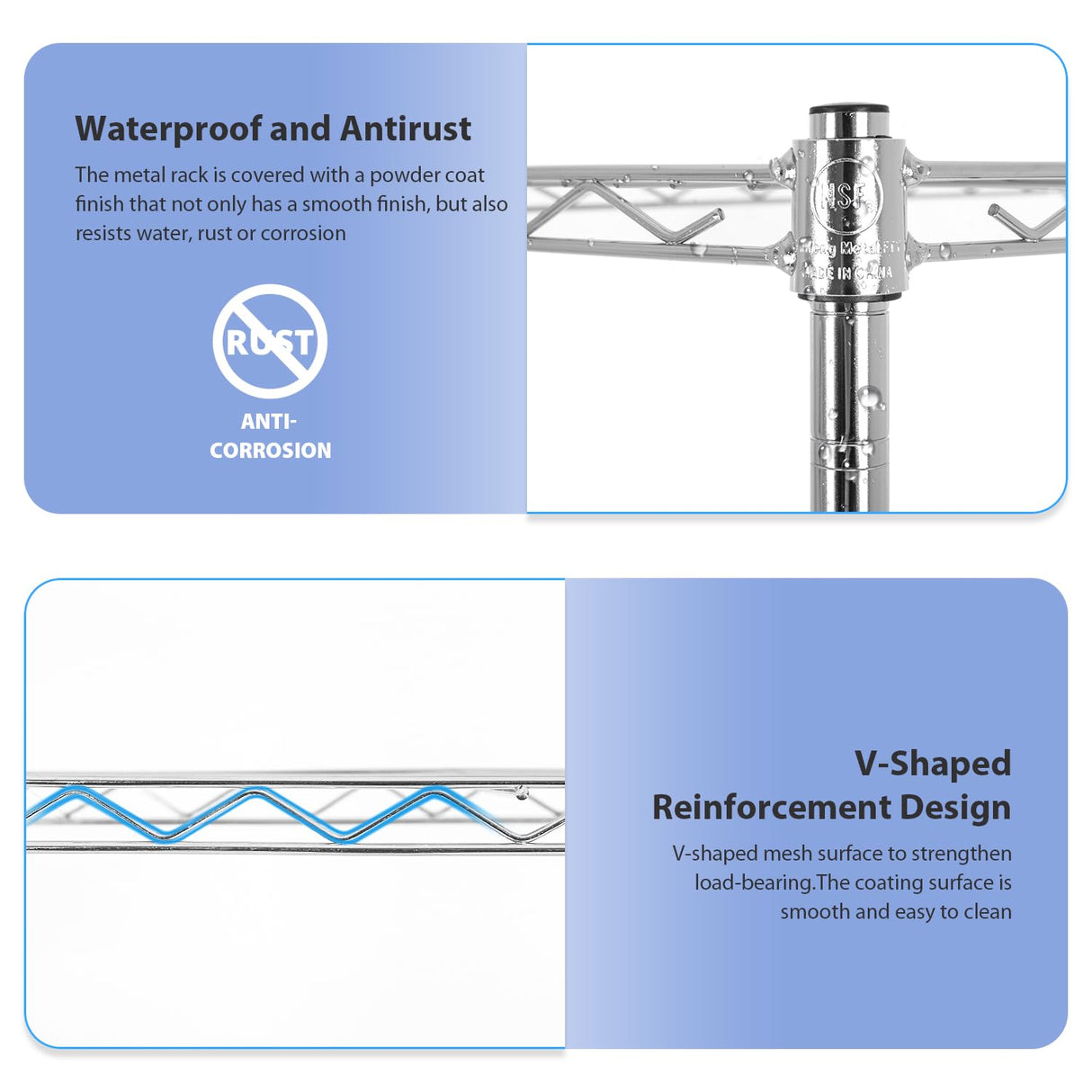 YRLLENSDAN 5 Tier Metal Shelving Unit, Heavy Duty Wire Shelves, Adjustable Storage Rack for Kitchen, Garage Shelving, Pantry Shelves, Storage Shelves Organizer, 24" W x 14" D x 61" H, Chrome YRLLENSDAN