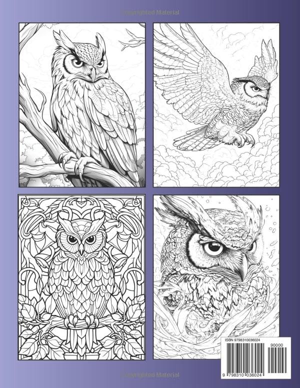 Owl Coloring Book: 50 Relaxing Designs for a Peaceful Escape Majosta