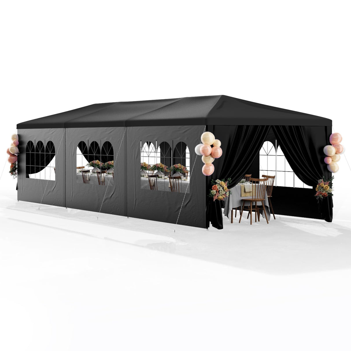 susici 10x30 Black Outdoor Party Tent with 8 Removable Sidewalls Outdoor Tents for Parties Gazebo Canopy Tent Event Tent for Wedding, Birthday, Garden Parties and Backyard Patio BBQ Camping susici