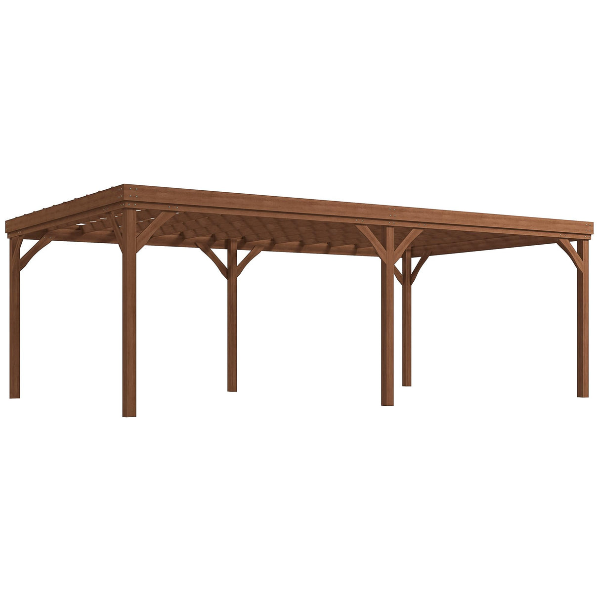 Outsunny 12' x 20' Outdoor Pergola, Wood Gazebo Grape with Concrete Anchors for Climbing Plant Support at Garden, Patio, Backyard, Deck, Brown Outsunny