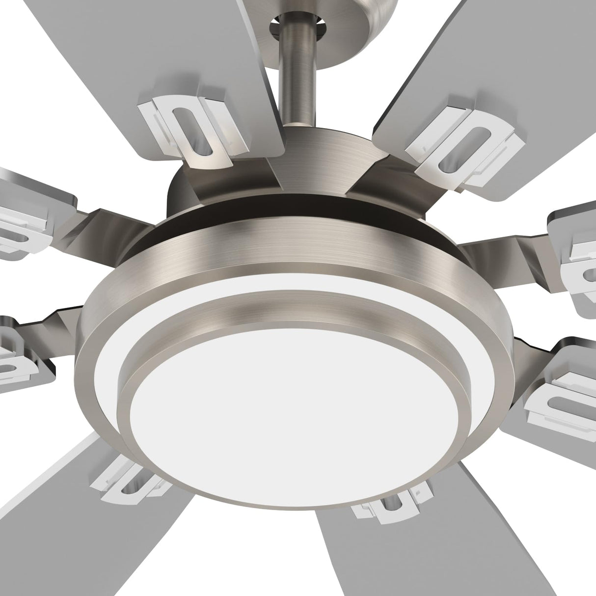 SNZ 72 Inch Large Ceiling Fans with Lights and Remote, Nickel Ceiling Fan with Quiet Reversible DC Motor, 3 CCT Dimmable LED, Modern 8 Blades Fan for Living Room, Patio, Indoor and Outdoor SNZ