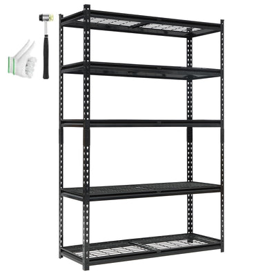 EcoExplorer Heavy Duty Garage Shelving Units,5-Tier Adjustable Storage Shelves,48x24 x72in,Loads 2500 LBS,Adjustable Garage Storage Shelving, Metal Storage Utility Rack Shelf Unit