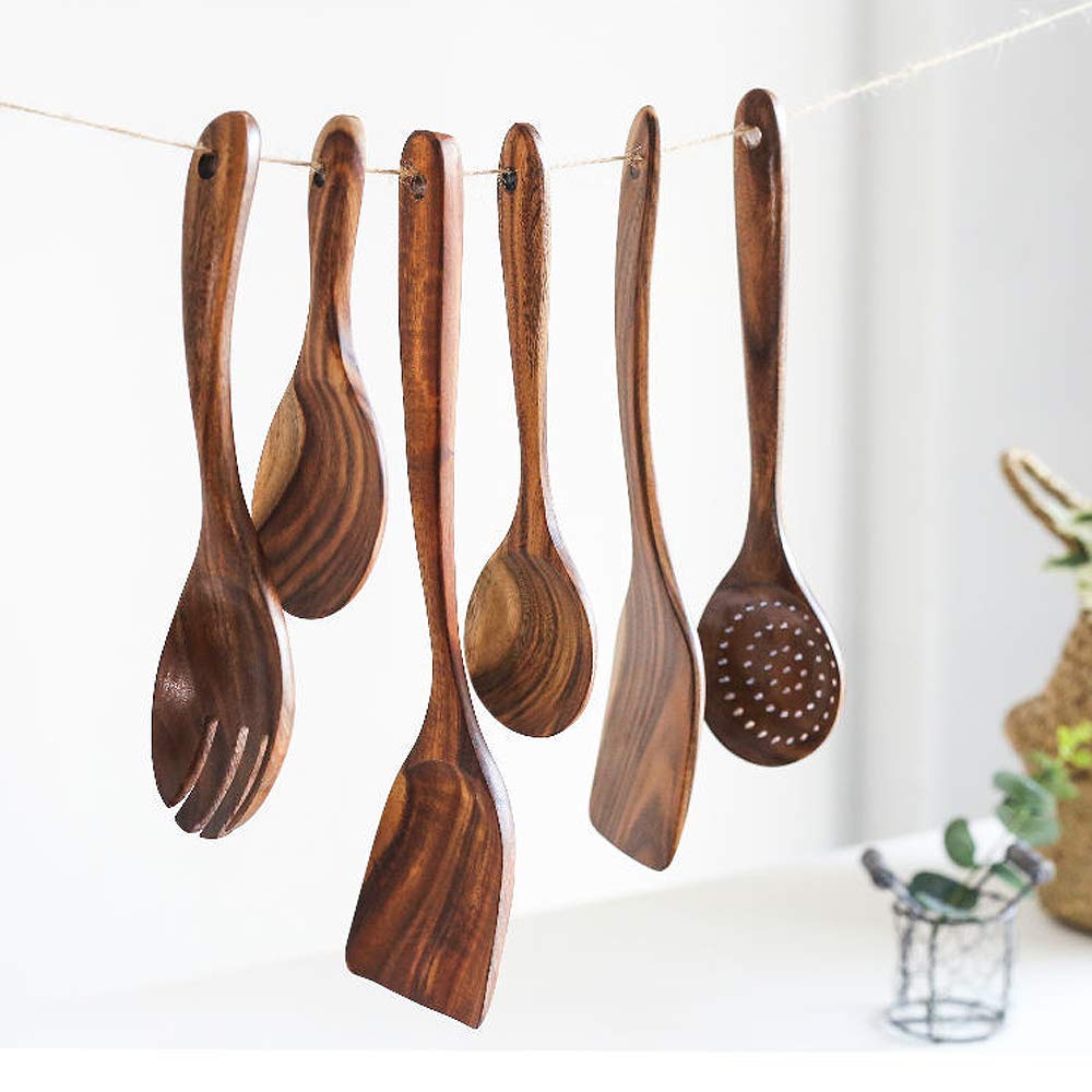 Mary Paxton Teak Kitchen Utensils,Wooden Spatula Turner Kitchenware Nonstick Pan Cookware Natural Utensils Handcrafted Cutlery Tool (wooden turner(13x3.23in)) Mary Paxton