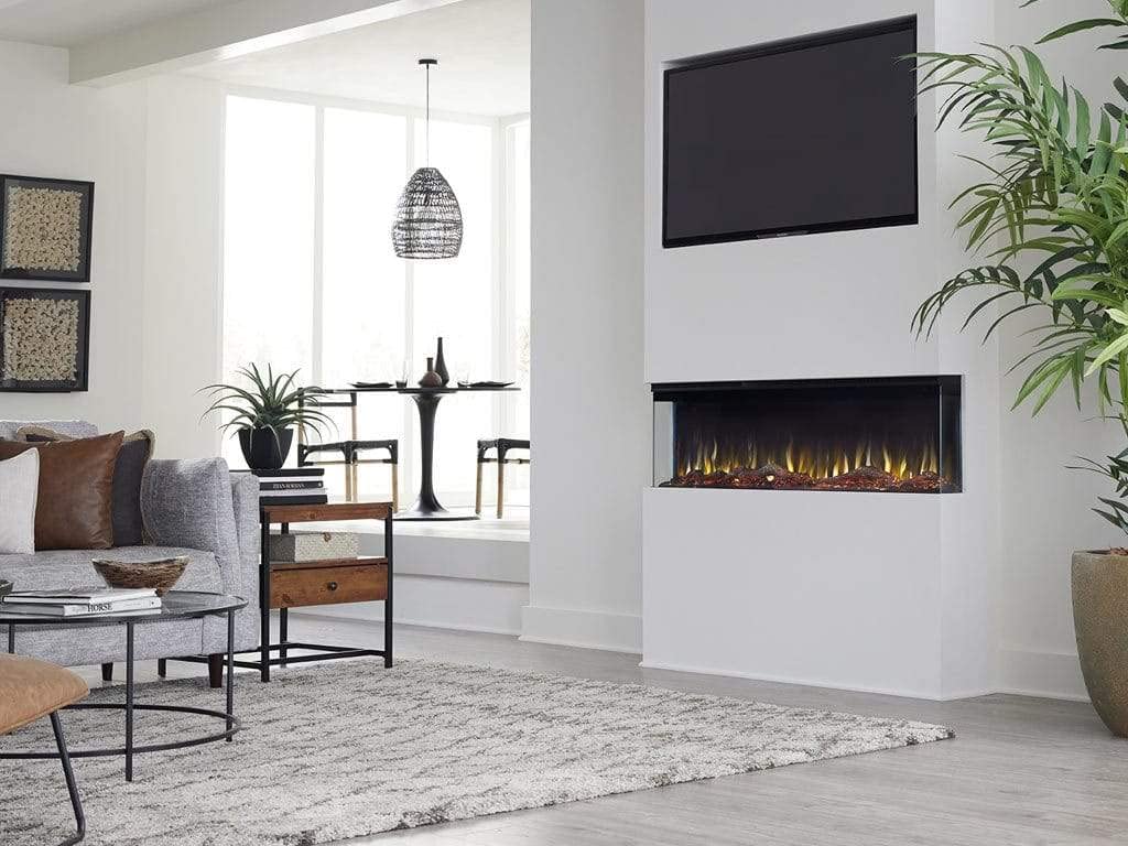Touchstone Sideline Infinity 3-Sided Smart 72-inch WiFi-Enabled Electric Fireplace - 80051 - Built-in - 60 Color Combinations - 1500/750 Watt Heater (68-88°F Thermostat) - Black - Log & Crystals Touchstone