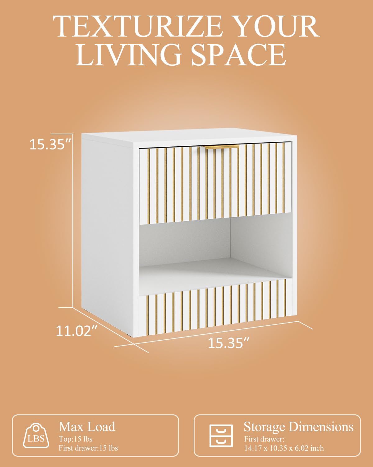 Masupu Small Night Stand Modern Bedside Table NightStand Farmhouse Boho Wooden Bedside Table with Drawer,Side End Table for Bedroom,Living Room,Office White Masupu