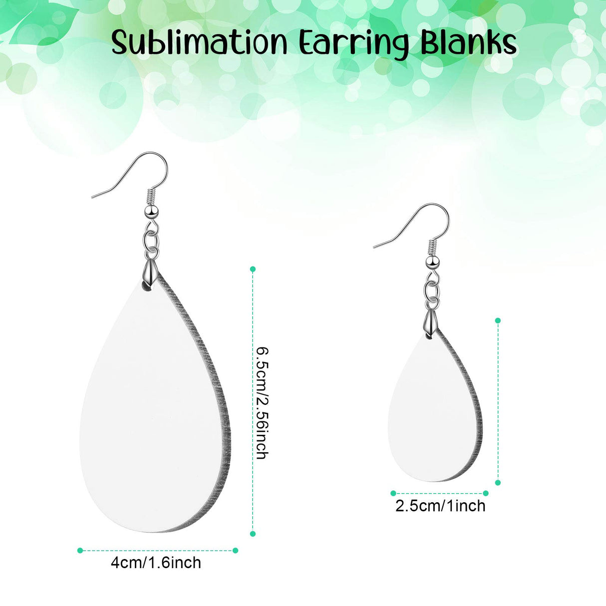 24 Pieces Sublimation Blanks Earrings Unfinished Wooden Earrings Teardrop Earring Pendant with Earring Hooks DIY Earrings Kit for Jewelry Making Craft Include 2 Sizes Yaomiao