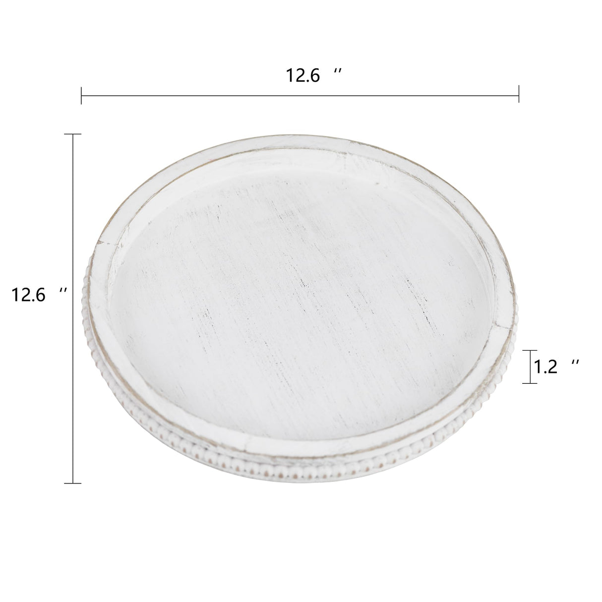 Funly mee Rustic White Wood Serving Tray,Decorative Tray for Coffee Table- 12.6x12.6 inches (Rustic White) Funly mee