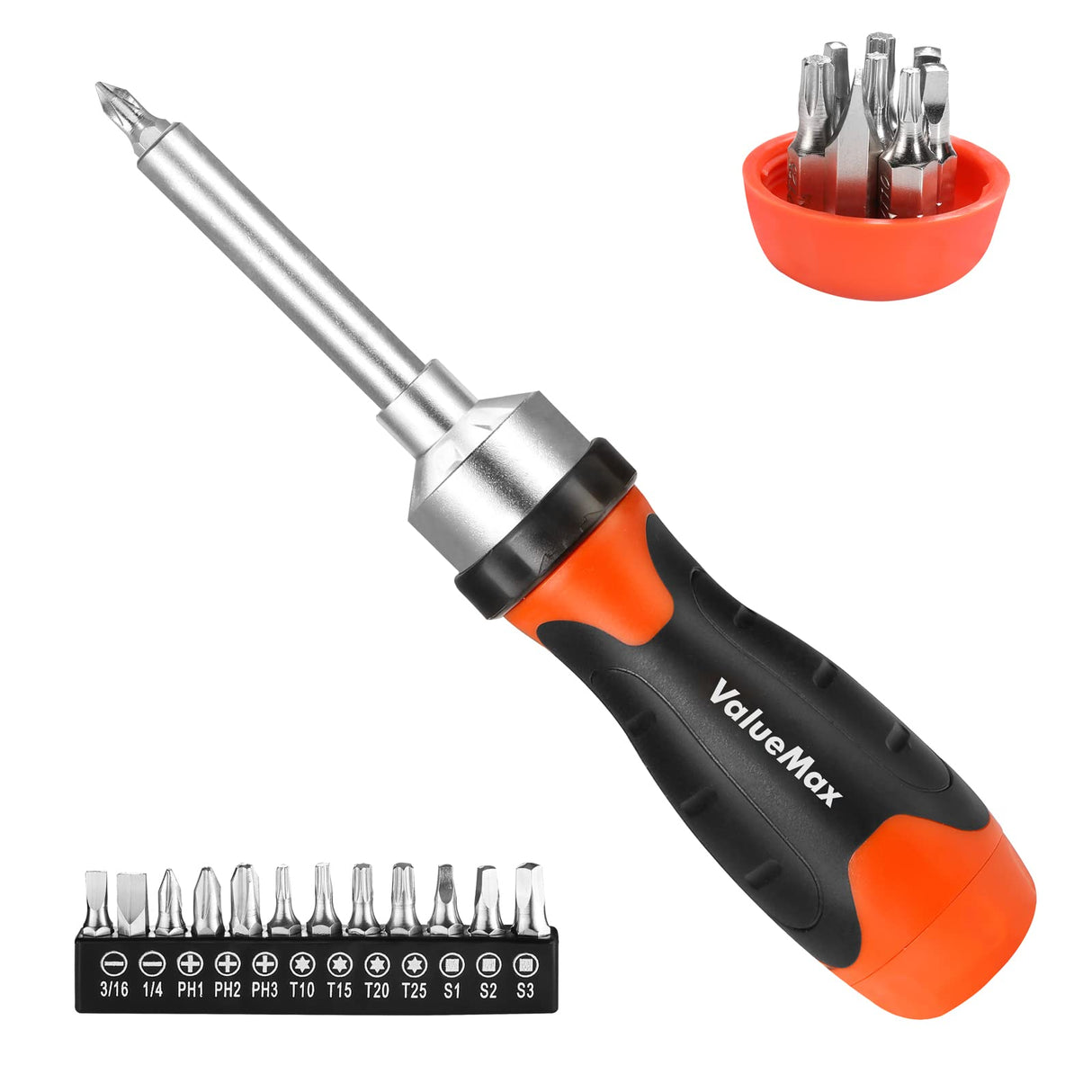 ValueMax 13-in-1 Multi-bit Ratcheting Screwdriver Set Tool All in One, Portable Multi-purpose Ratchet Screw-driver, Slotted/Philips/Torx/Square ValueMax